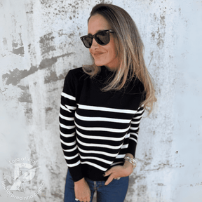 Suéter Aveline – Listrado com Gola Alta