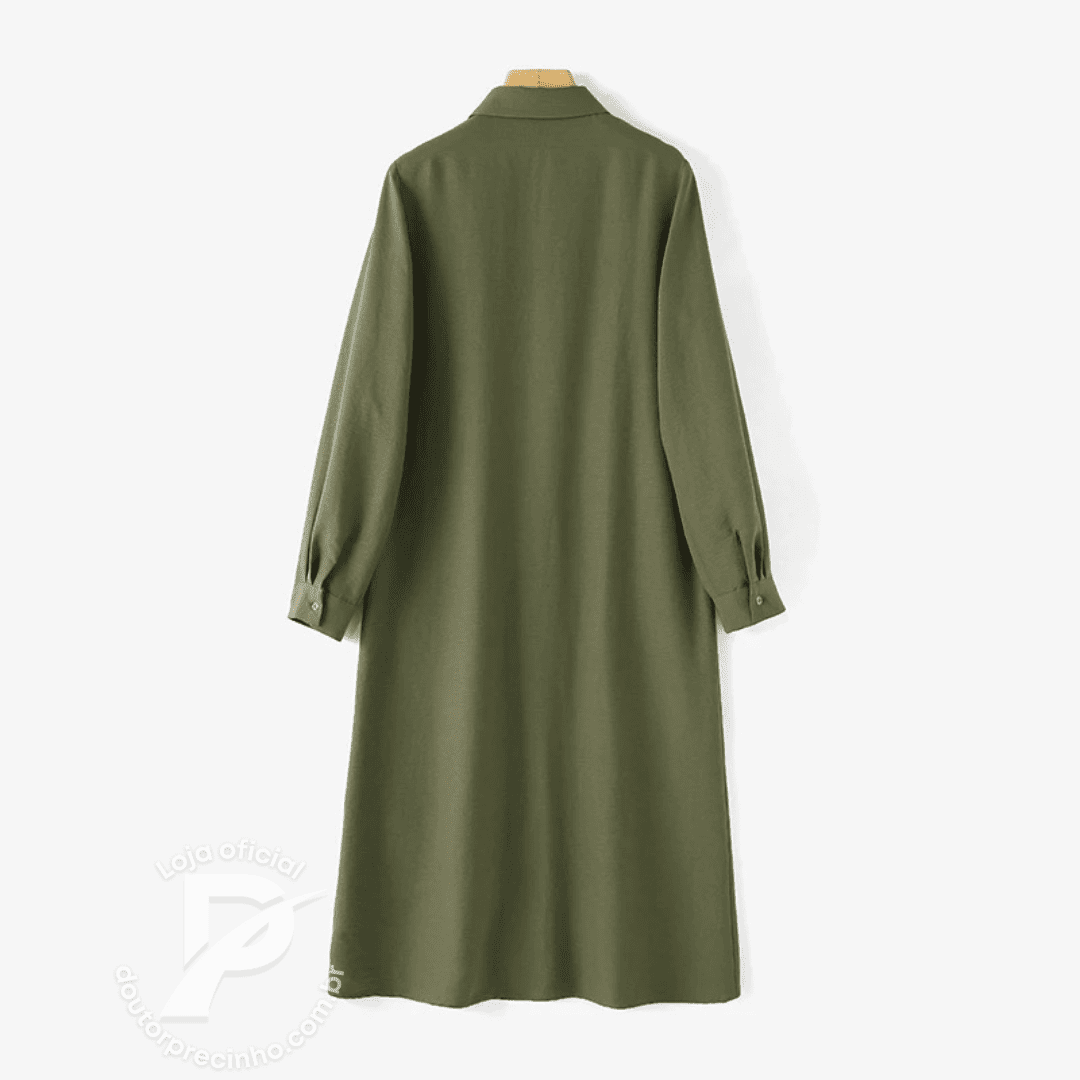 Vestido Camisa Carlotta - Modelagem Elegante, Caimento Fluído e Fenda Sofisticada