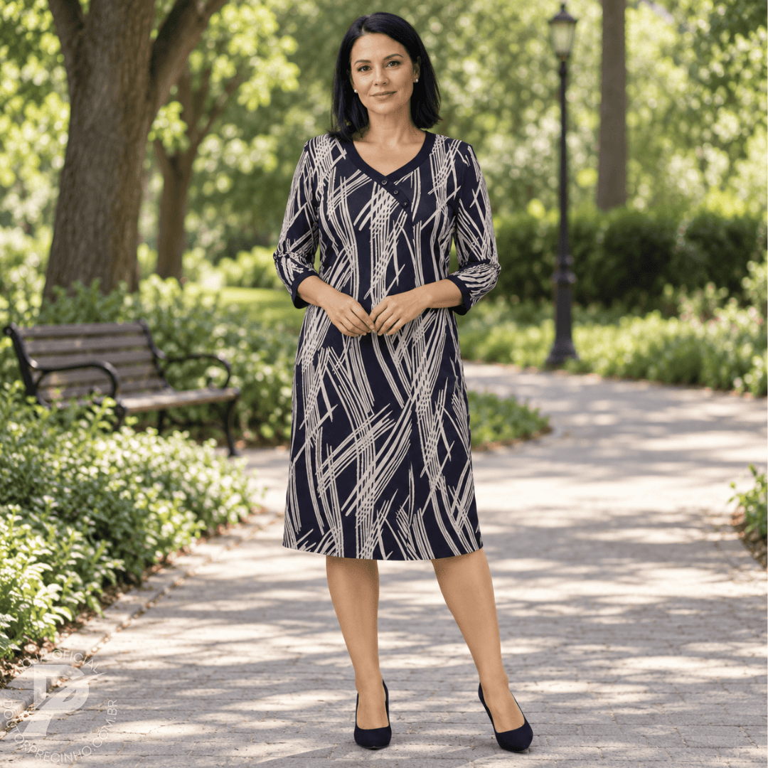 Vestido Vivara – Estampa Sofisticada e Caimento Elegante