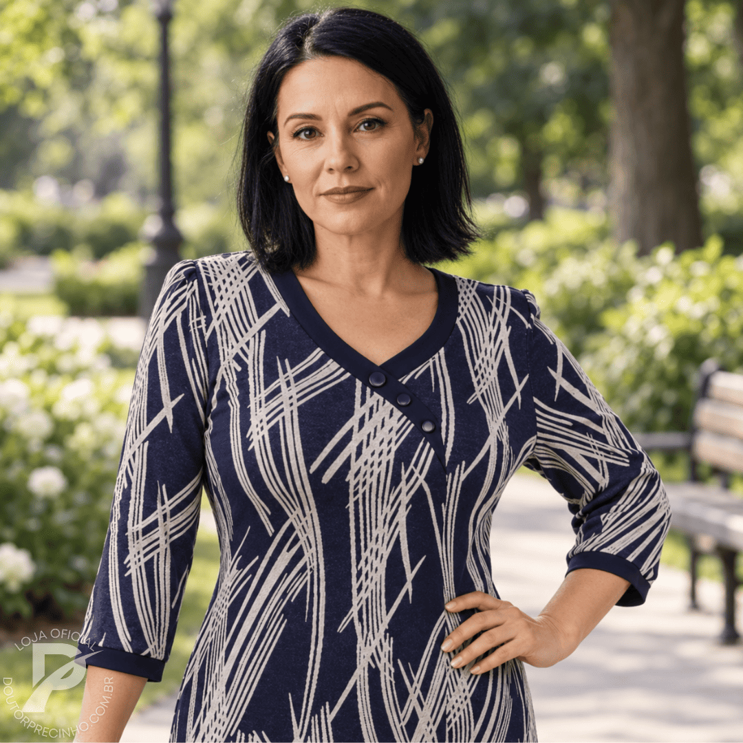 Vestido Vivara – Estampa Sofisticada e Caimento Elegante