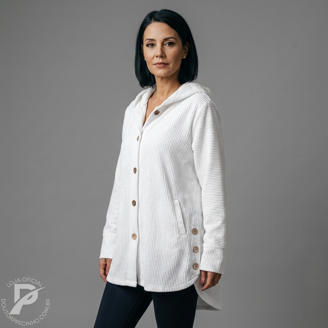 Casaco Brigite - Modelagem Oversized em Veludo Cotelê com Capuz
