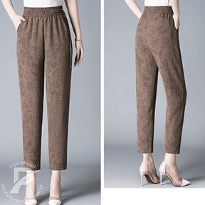[2 peças] Calça Feminina Fidalma - Cós Elástico e Estampa Sofisticada