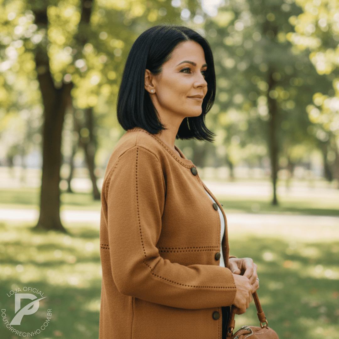 Casaco Feminino Branco com Bordado Contrastante e Botões – Modelo Ariella