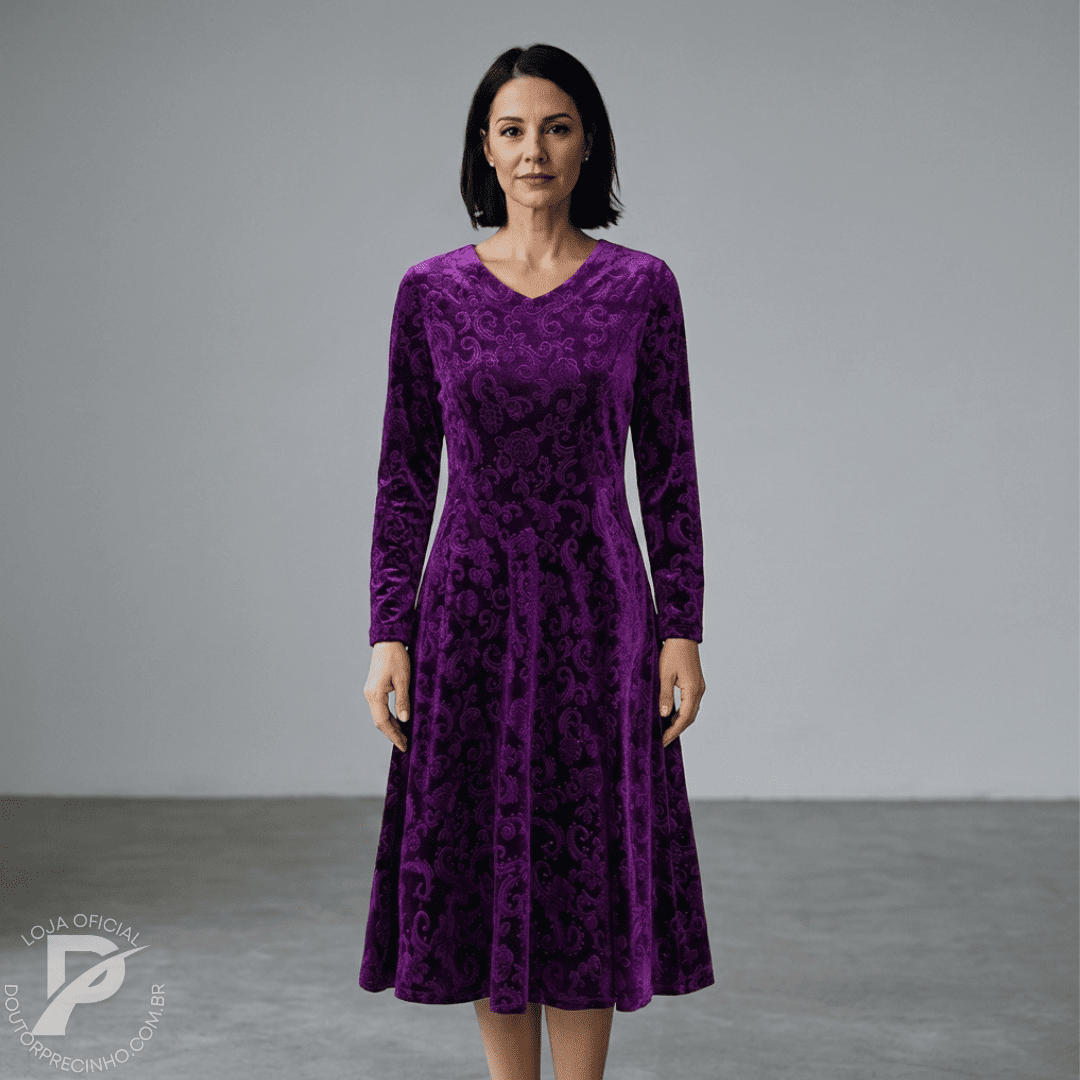 Vestido Manga Longa Elegante - Juliana