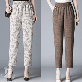 [2 peças] Calça Feminina Fidalma - Cós Elástico e Estampa Sofisticada