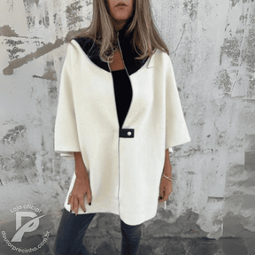 Poncho Maelis - Casaco Feminino Amplo com Gola Alta