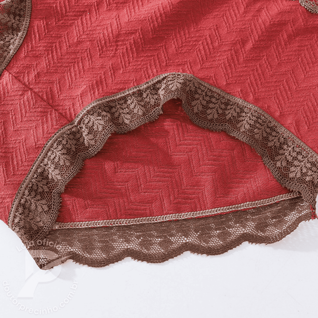 [5 peças] Calcinha Elegance Lina - Tecido Confortável e Detalhes em Renda Sofisticada