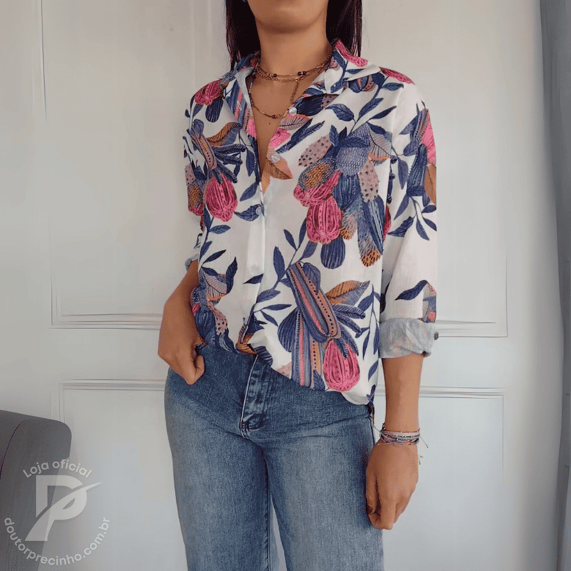 Camisa Estampada Firenze - Elegância E Frescor