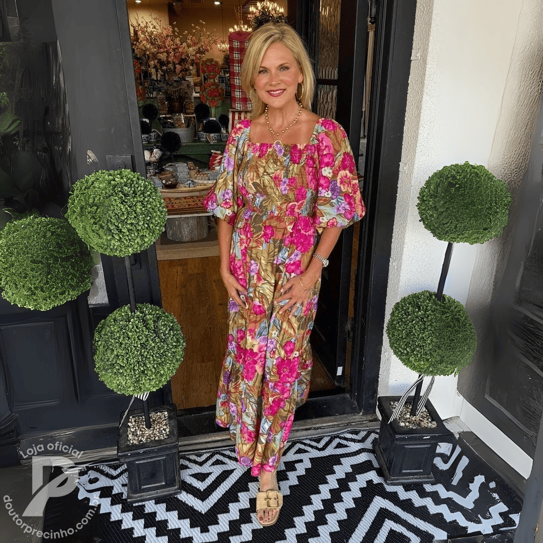 Vestido Amani - Longo Floral com Mangas Bufantes