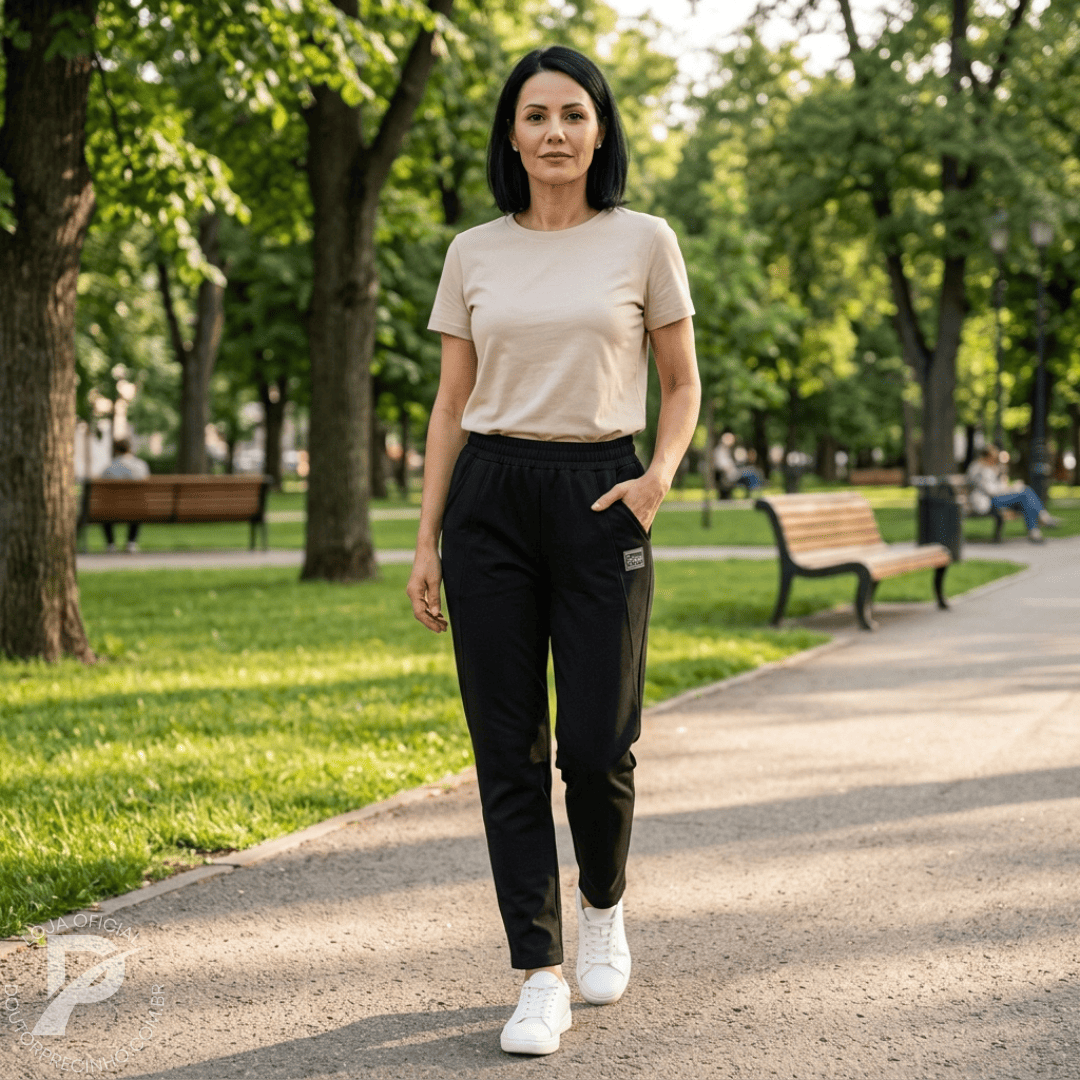 Calça forrada em lã para outono/inverno - Mara