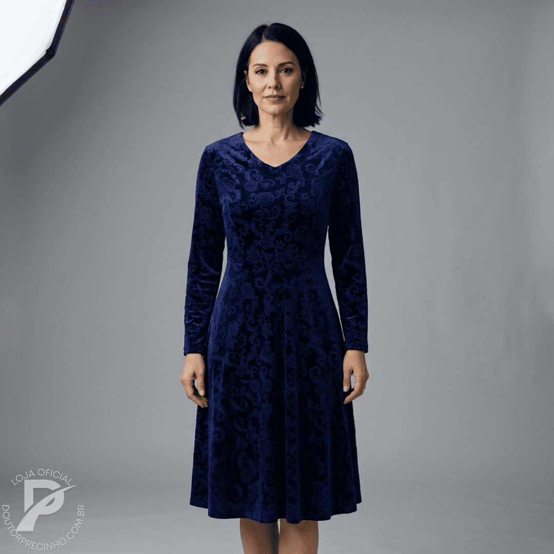 Vestido Manga Longa Elegante - Juliana