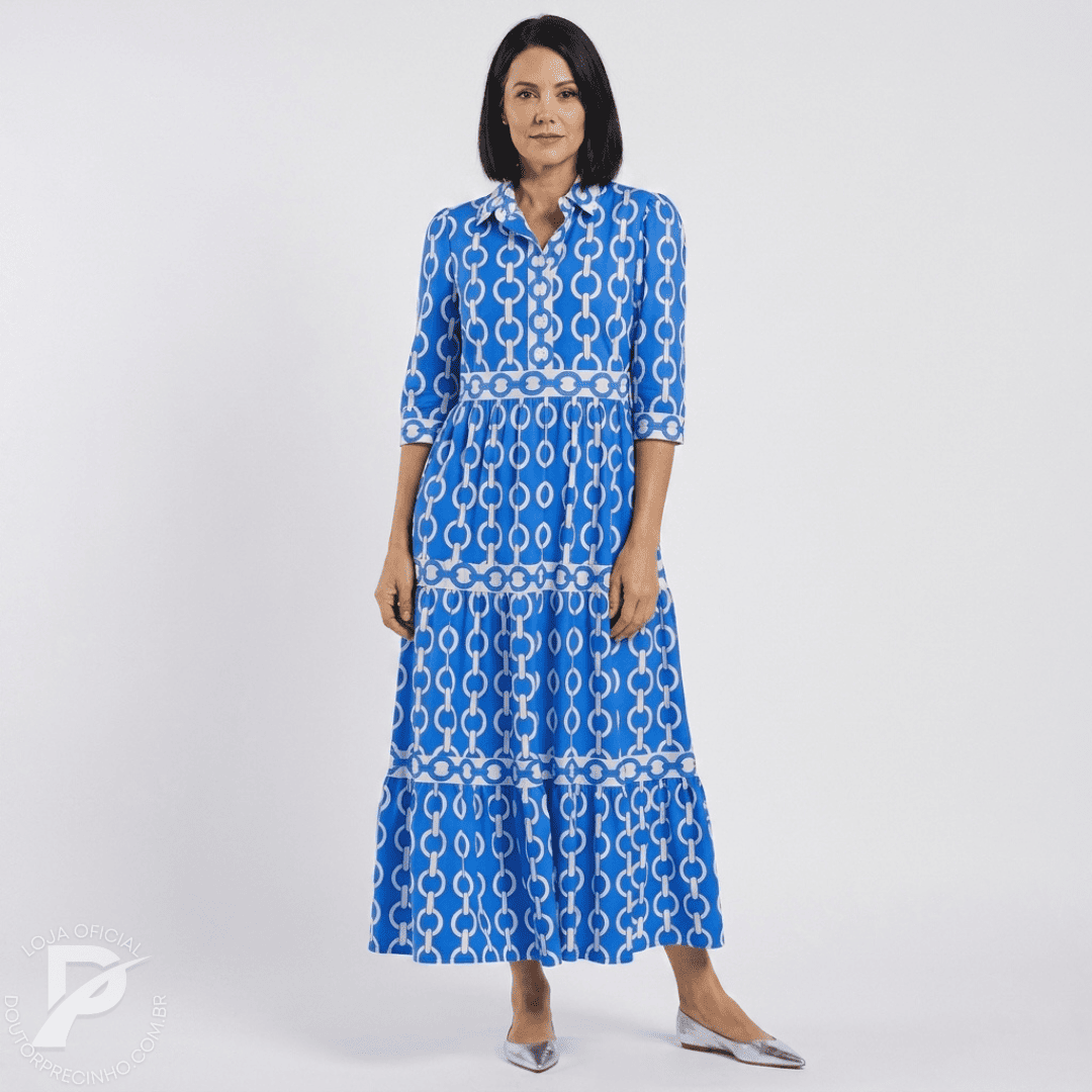 Vestido Thalia – Elegância Moderna com Estampa Marcante