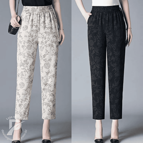 [2 peças] Calça Feminina Fidalma - Cós Elástico e Estampa Sofisticada
