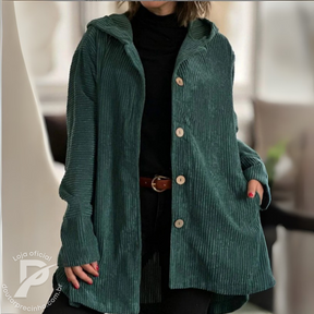Casaco Brigite - Modelagem Oversized em Veludo Cotelê com Capuz