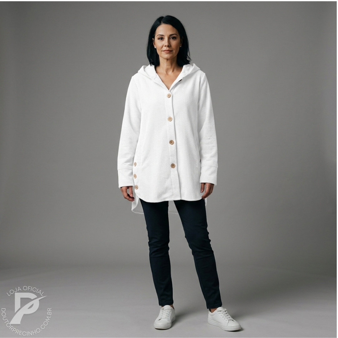 Casaco Brigite - Modelagem Oversized em Veludo Cotelê com Capuz