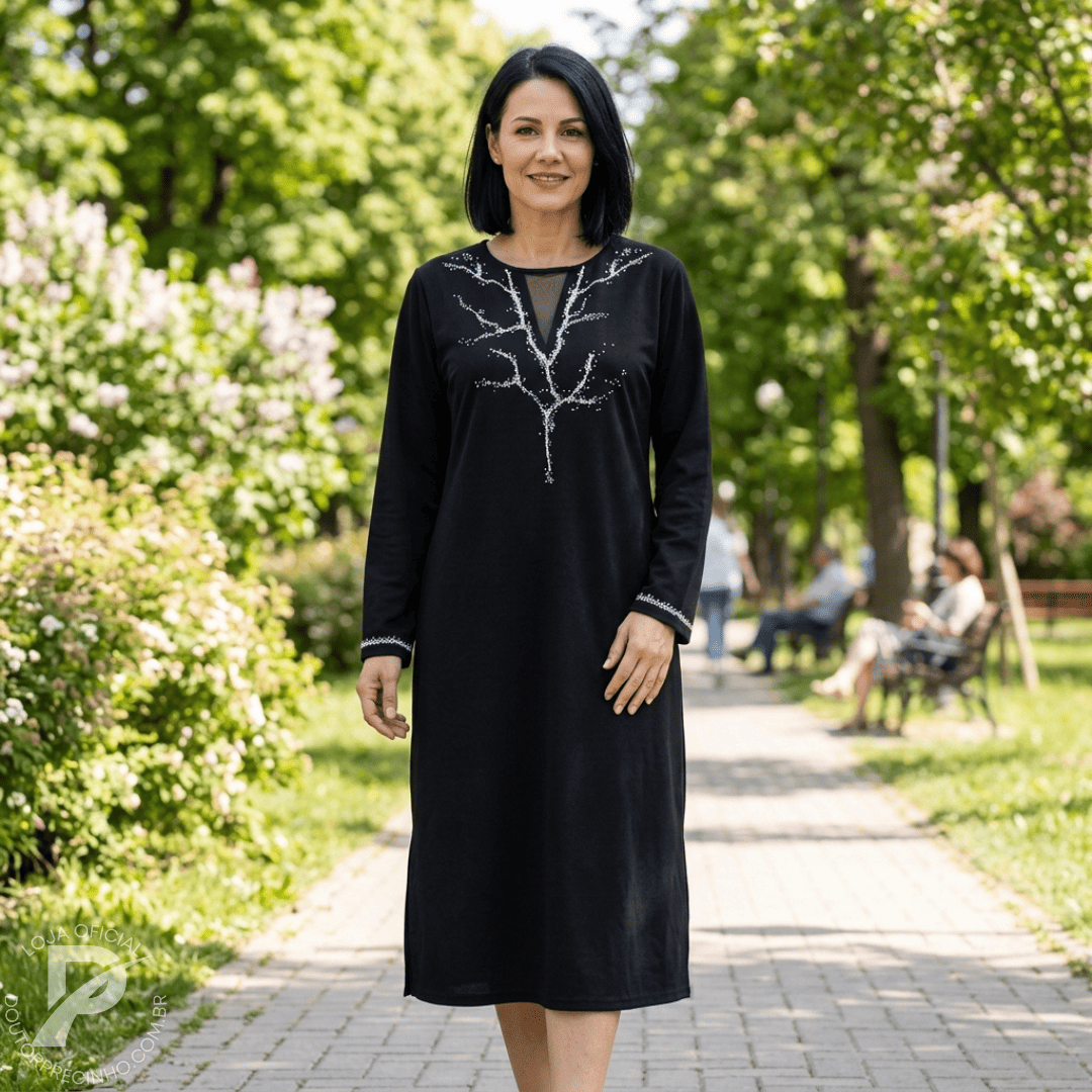 Vestido Calandra - Mistério Elegante com Presença que Impressiona
