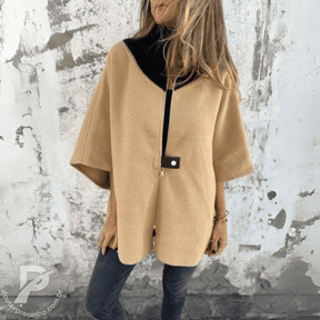 Poncho Maelis - Casaco Feminino Amplo com Gola Alta