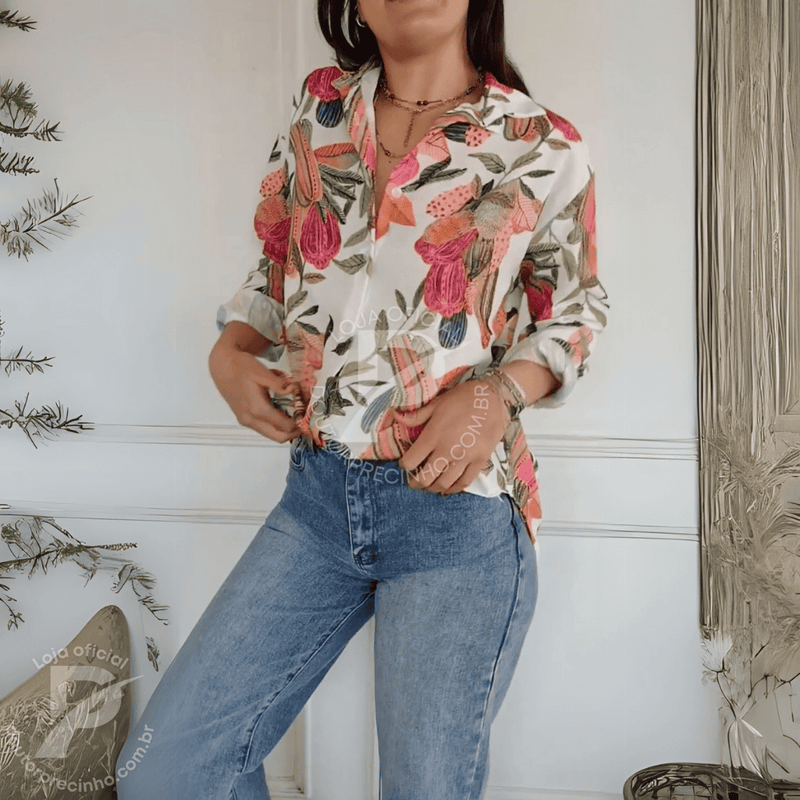 Camisa Estampada Firenze - Elegância E Frescor