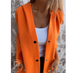 Casaco Feminino Elegante com Caimento Reto e Gola Estruturada – Modelo Loreta