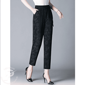 [2 peças] Calça Feminina Fidalma - Cós Elástico e Estampa Sofisticada