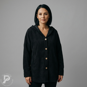 Casaco Brigite - Modelagem Oversized em Veludo Cotelê com Capuz