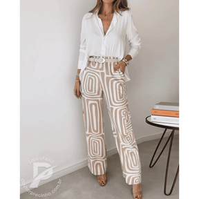 Conjunto Giulia com Camisa Elegante e Calça Estampada