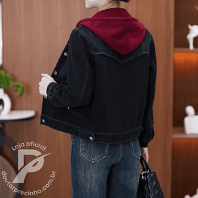 Jaqueta Jeans Hanna Forrada com Capuz Removível – Estilo e Conforto Térmico para o Dia a Dia