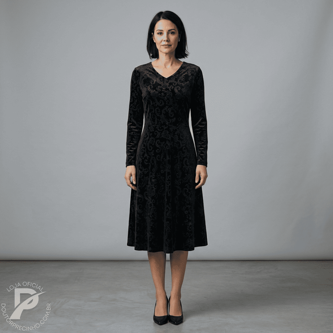 Vestido Manga Longa Elegante - Juliana
