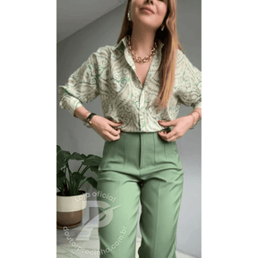 Conjunto Elegante com Calça de Alfaiataria e Camisa Estampada - Firenze