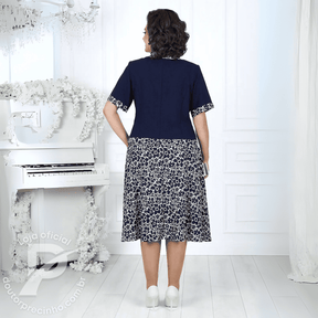 Vestido Cremona - Elegante com Sobreposição e Estampa Floral
