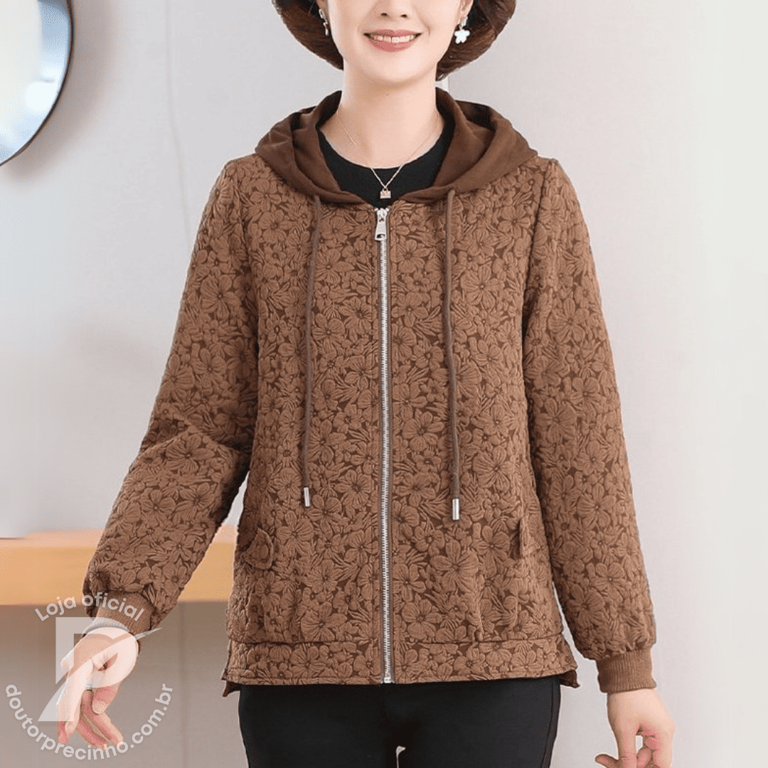 Jaqueta Nerina – Conforto Térmico e Estilo com Toque Floral