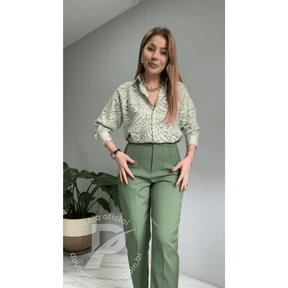 Conjunto Elegante com Calça de Alfaiataria e Camisa Estampada - Firenze