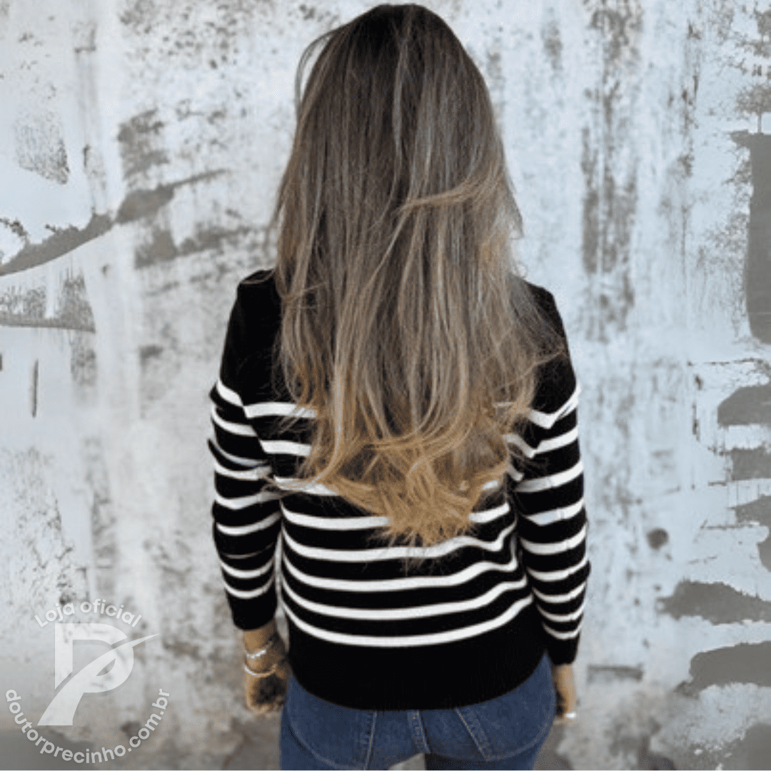 Suéter Aveline – Listrado com Gola Alta