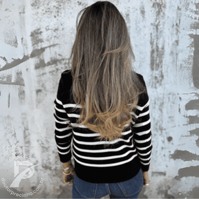 Suéter Aveline – Listrado com Gola Alta