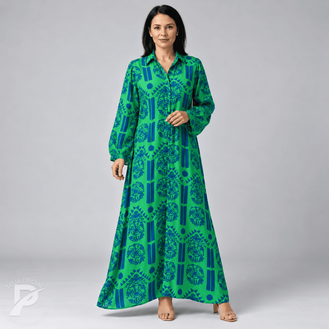 Vestido Longo Lorena - Modelagem Ampla, Tecido Leve e Estampa Exclusiva