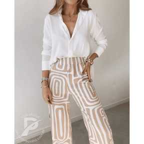 Conjunto Giulia com Camisa Elegante e Calça Estampada