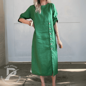 Vestido Midi Nerina - Botões Laterais Elegante e Versátil