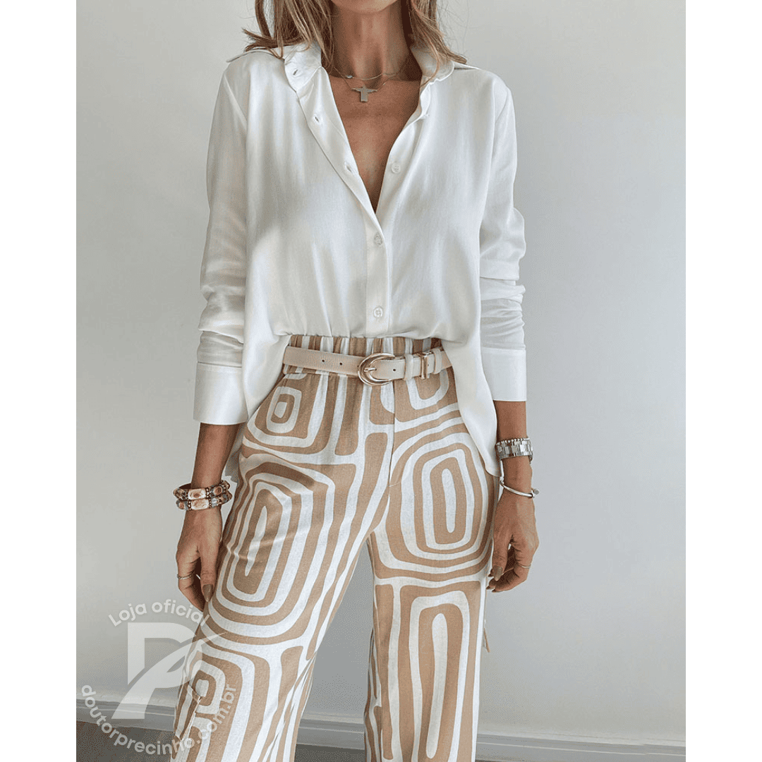 Conjunto Giulia com Camisa Elegante e Calça Estampada