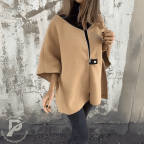Poncho Maelis - Casaco Feminino Amplo com Gola Alta