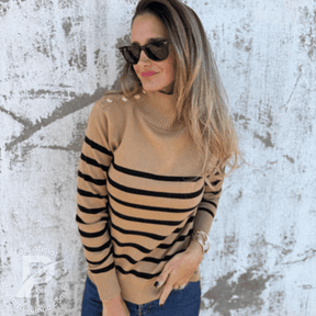 Suéter Aveline – Listrado com Gola Alta