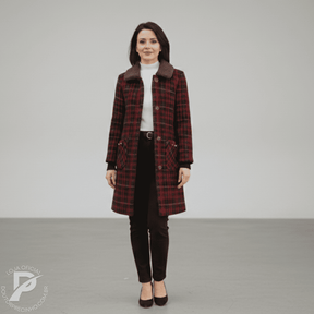 Sobretudo Feminino Xadrez Longo com Forro - Belle | Inverno 2026