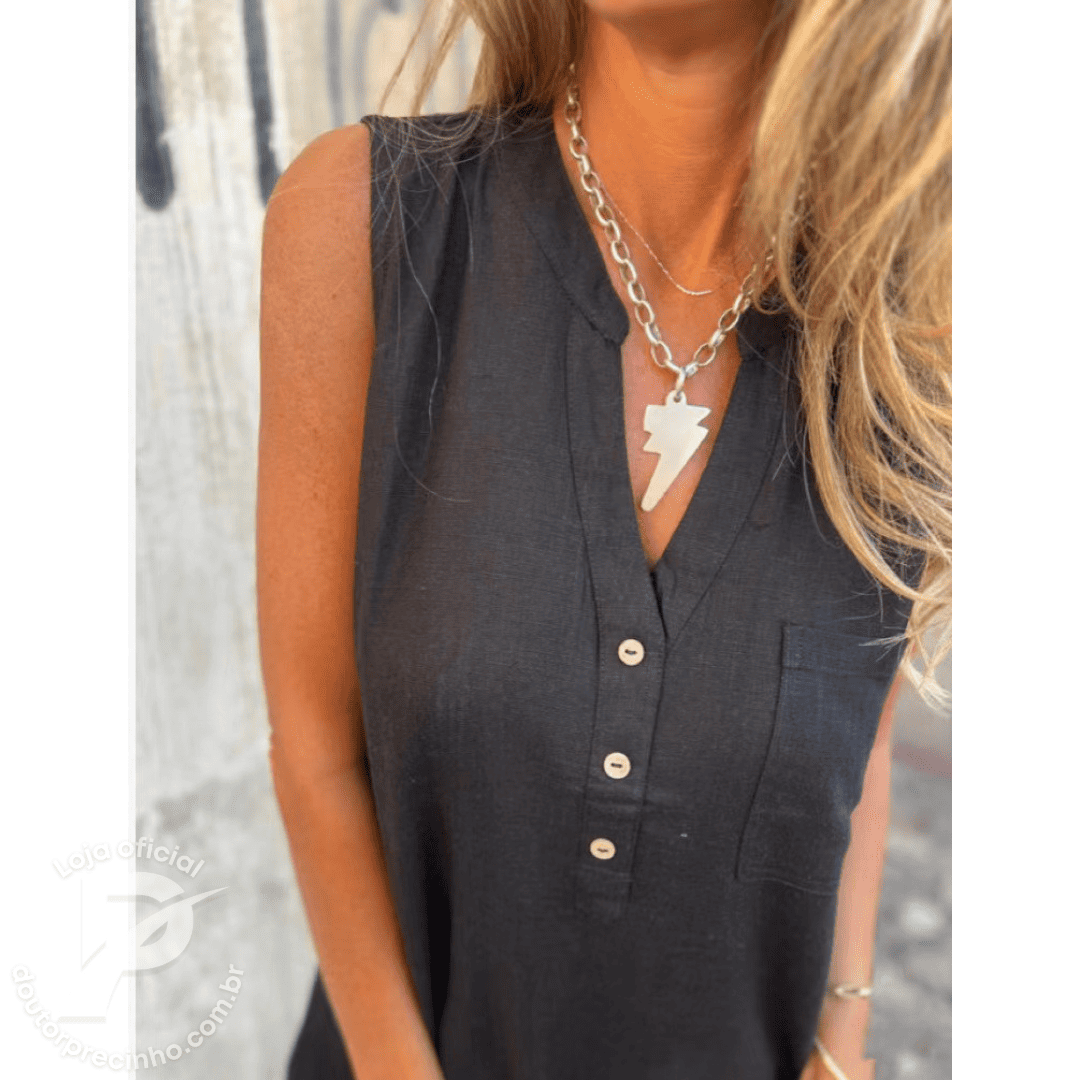 Vestido Tropea – Leveza e Estilo Minimalista com Botões Frontais