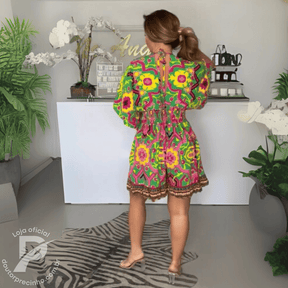 Macaquinho Kaelya - Estampado com Cintura Ajustada