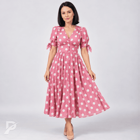 Vestido Midi Elegante com Estampa de Poás - Santorinni