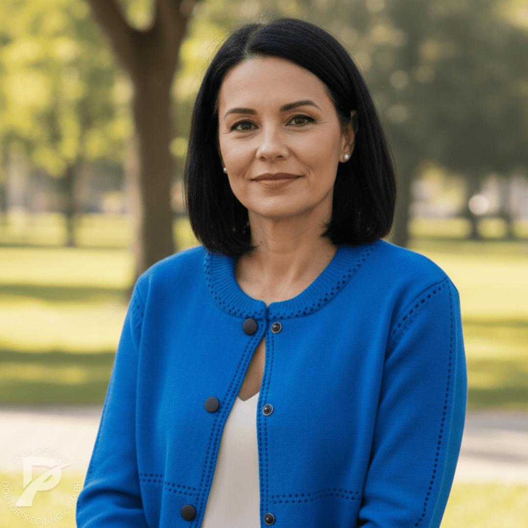 Casaco Feminino Branco com Bordado Contrastante e Botões – Modelo Ariella
