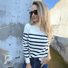 Suéter Aveline – Listrado com Gola Alta