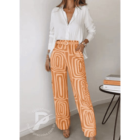 Conjunto Giulia com Camisa Elegante e Calça Estampada