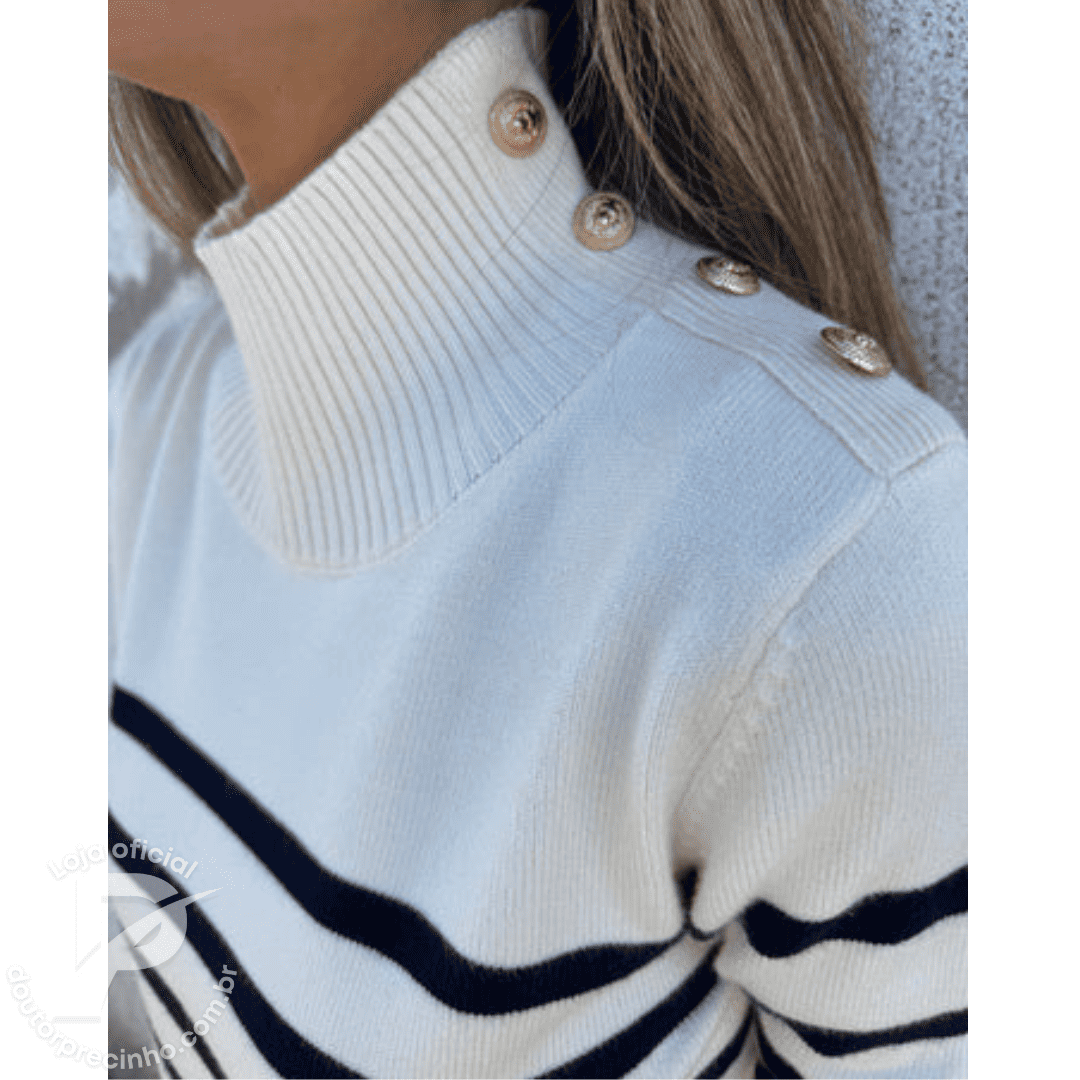 Suéter Aveline – Listrado com Gola Alta