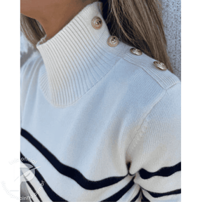 Suéter Aveline – Listrado com Gola Alta