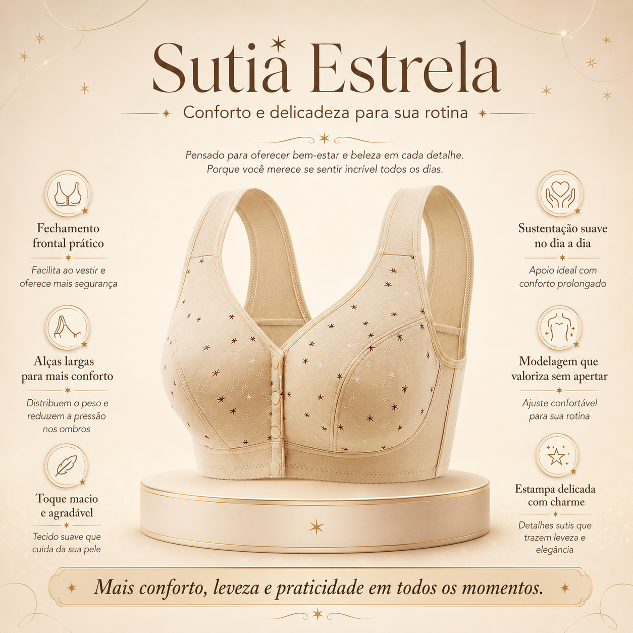 [Kit 2 peças] Sutiã Estrela - Praticidade em Todos os Momentos
